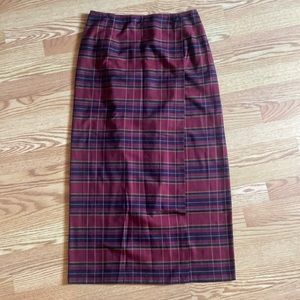 VTG Long Plaid Pencil Skirt